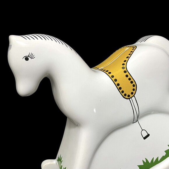 Vintage 1970s Waechtersbach German Porcelain Rocking Horse Piggy Bank Key/Lock - Picture 5 of 11